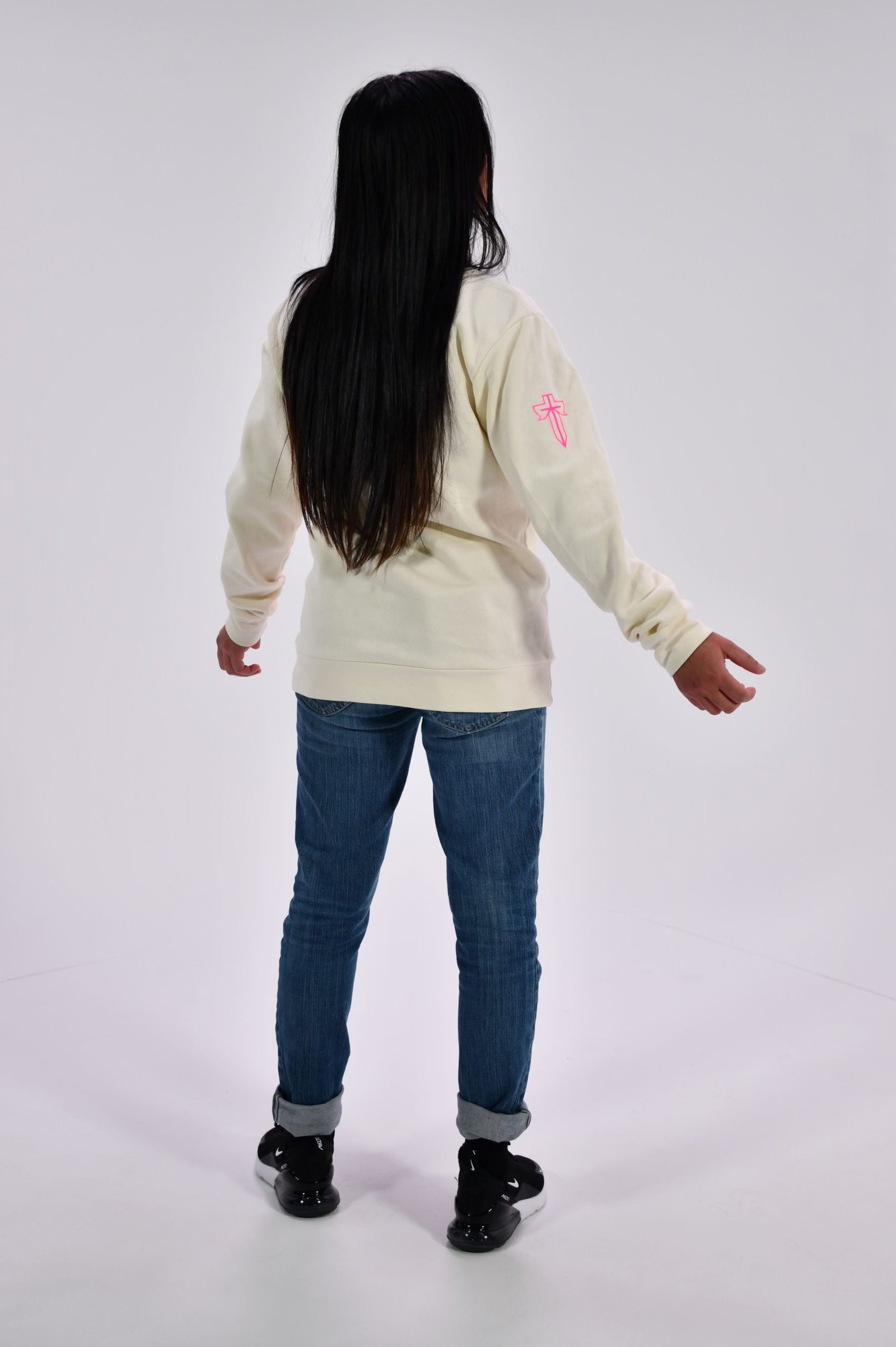 Biege “Hot Pink” pocket sweat shirt Back
