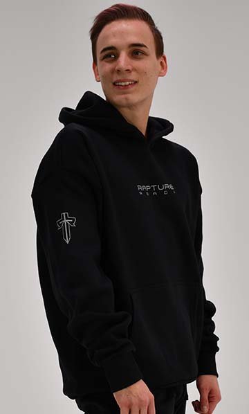 Black “Rapture” Reflective Hoodie Back