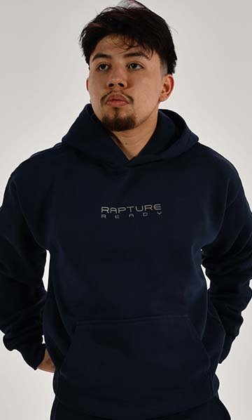 Blue “Rapture” Reflective Hoodie Front