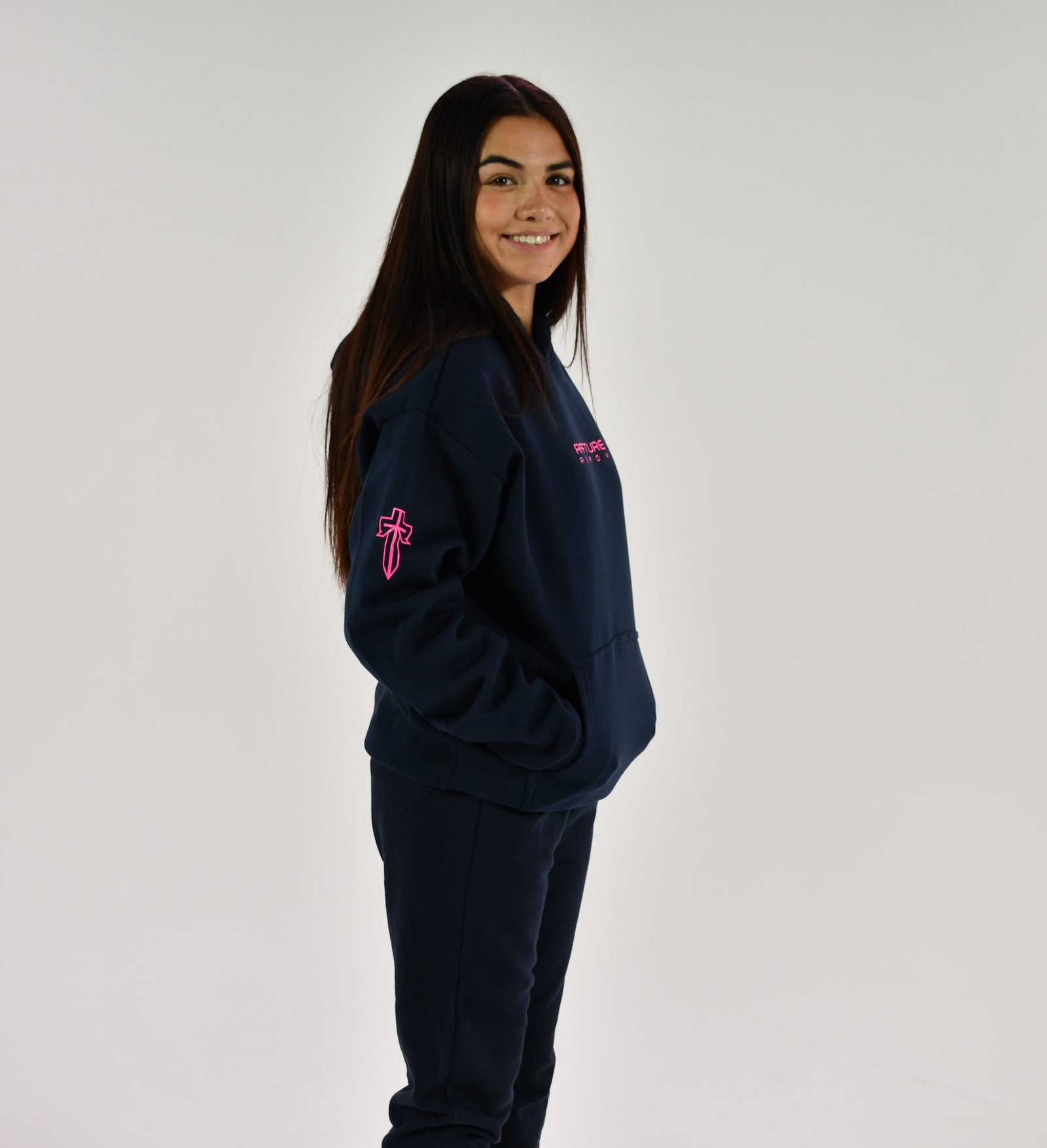 “Pink City” Blue hoodie Back
