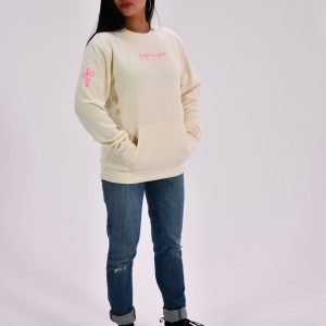 Biege "Hot Pink" pocket sweat shirt